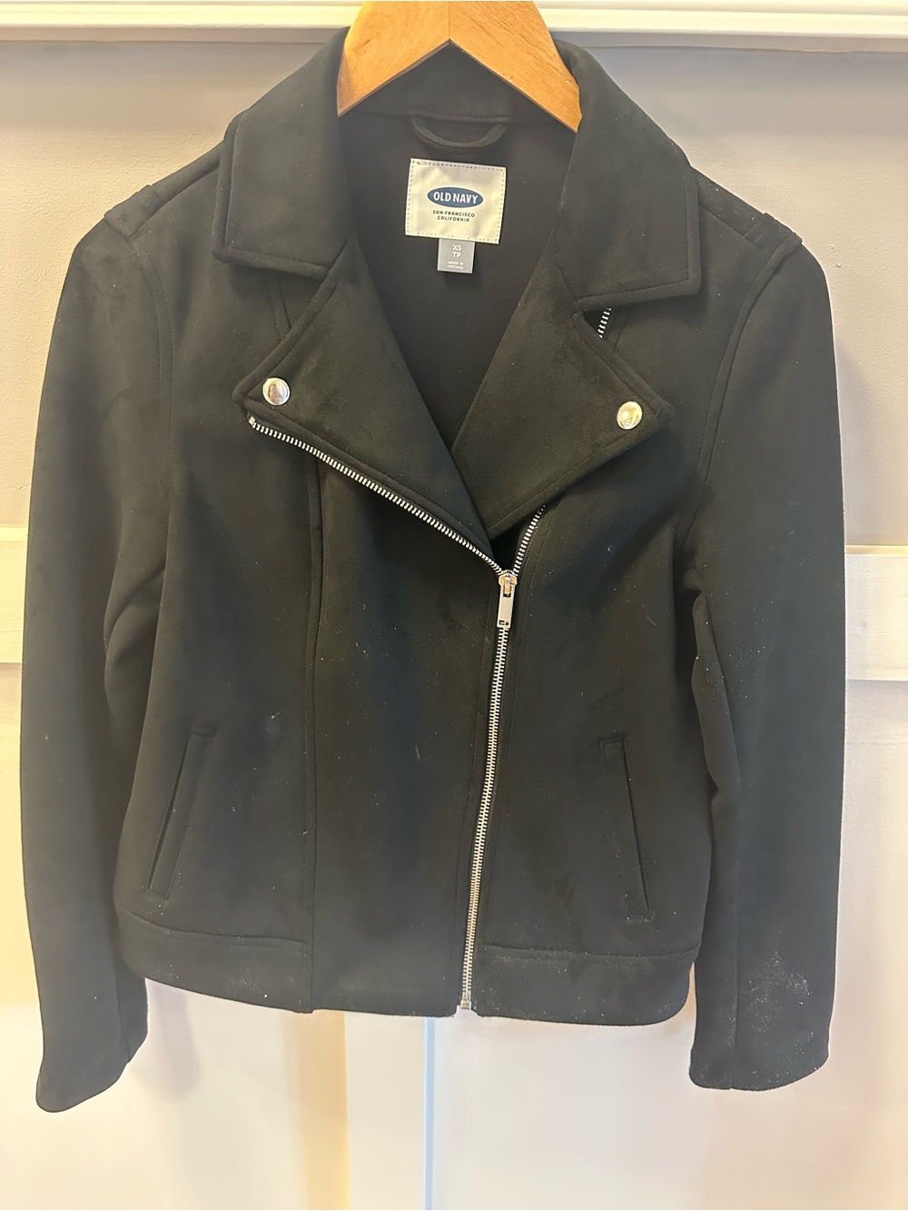 Old Navy Black Moto Jacket - Women's Suede-Look Zip Jacket size XS